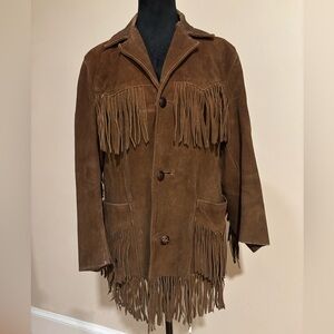 Pioneer Wear Vintage 70s Western Suede Fringe Jacket Size 34 Medium
